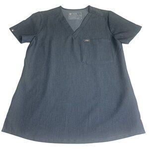 FIGS Catarina Scrub Top XS Heather Denim Blue One-Pocket V-Neck FW1000 PO# 3957